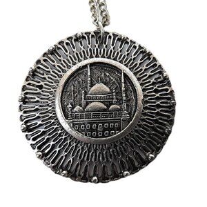 Vintage Temple Necklace Islamic Mosque Middle Eastern Medallion Chain